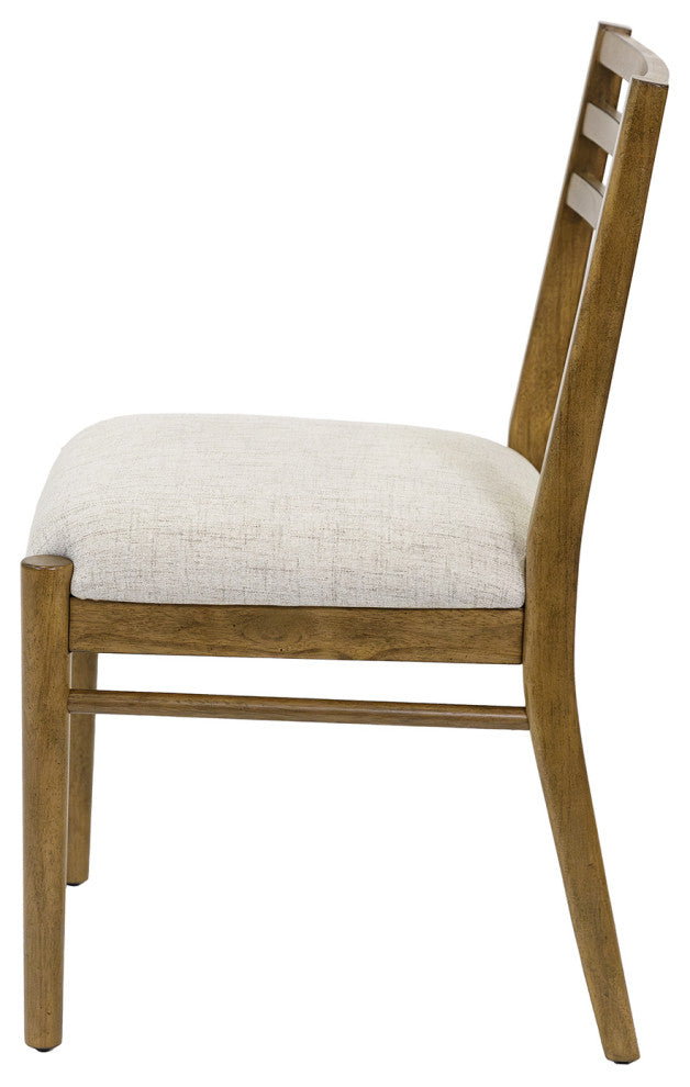 Two Wood Modern Slat Back Chairs, Set of 2, Brown