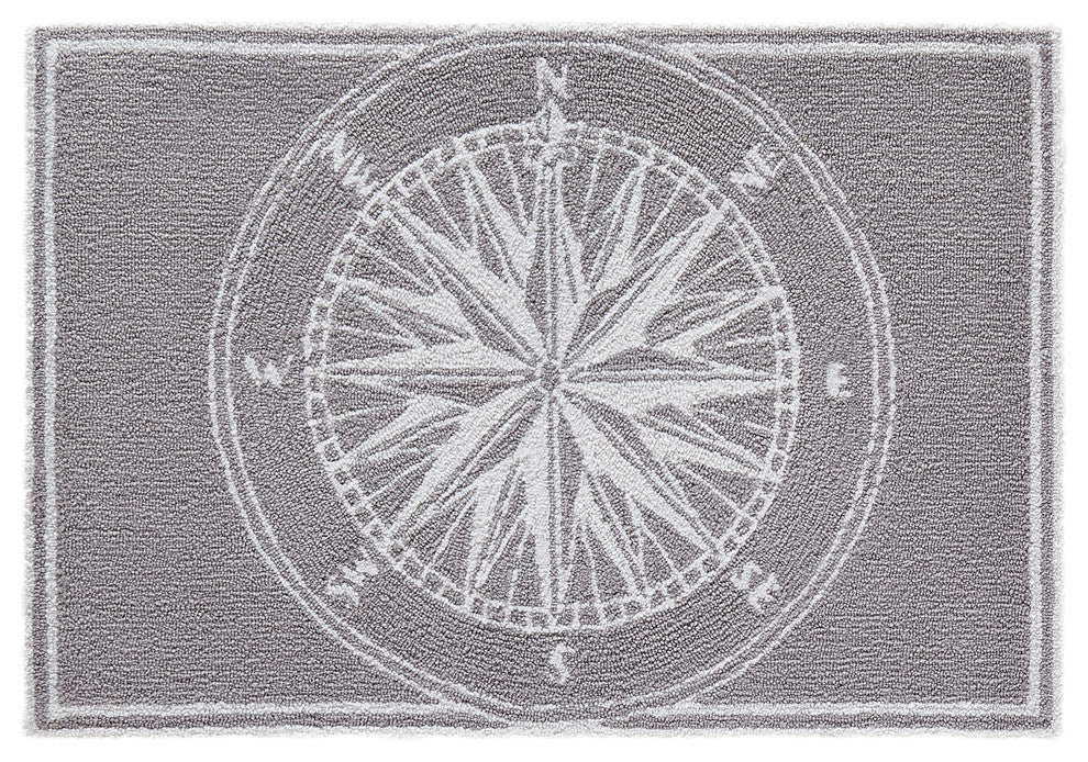 Frontporch Compass Indoor/Outdoor Rug, Gray, 2'x3'