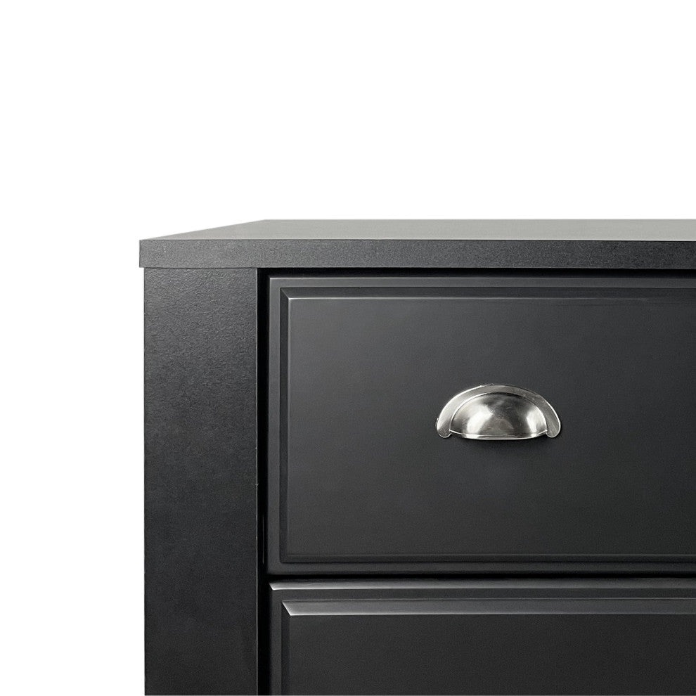 Cleary Contemporary Faux Wood 6 Drawer Double Dresser, Black