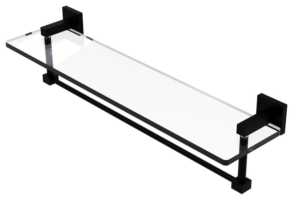 Montero 22" Glass Vanity Shelf with Integrated Towel Bar, Matte Black