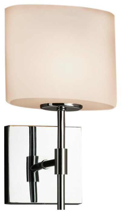 Fusion Union 1-Light Wall Sconce, Oval, Polished Chrome, Opal Shade