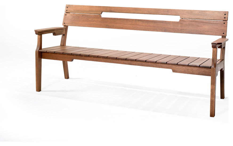 Otero Eucalyptus Wood Outdoor 3-Seat Bench