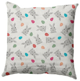 Bunnies and Eggs Easter Decorative Throw Pillow, Whisper White, 18x18"