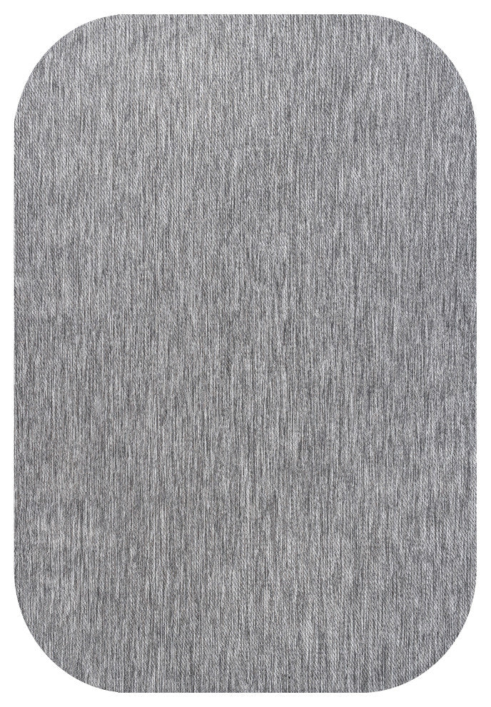 Miles Modern Minimalist Radius Corner Solid Indoor/Outdoor Shaped Area Rug