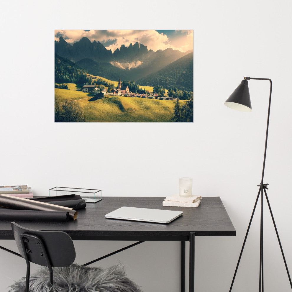 Sun Rays and Santa Maddalena Landscape Photo Loose Wall Art Prints, 24" X 36"