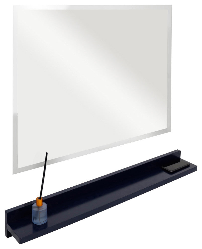 30" Blue Wireless Charging Shelf and Frameless Mirror Set