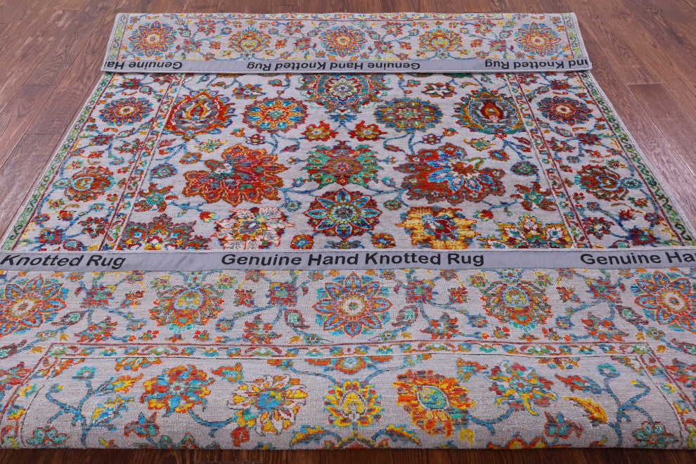 Hand Knotted Wool & Silk Persian Rug 6' 3" X 9' 1" - Q14930