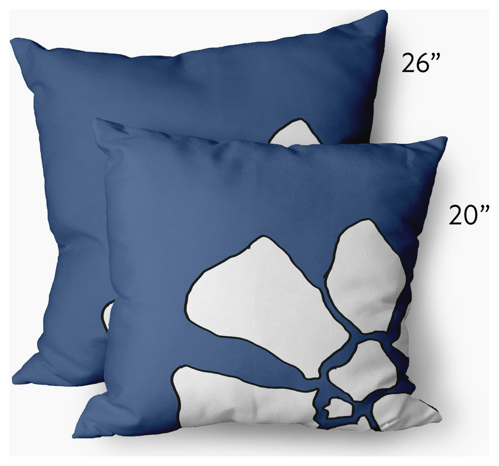 Petal Lines Indoor/Outdoor Throw Pillow, Blue, 20x20"