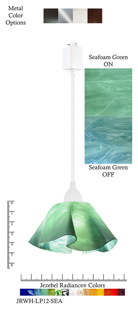 Jezebel Radiance Lily Track Light Small, Seafoam Green, White Metal