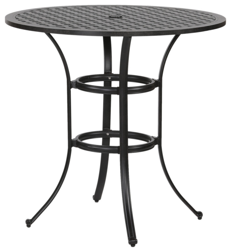 5-Piece Cushioned Counter Set, 42" Round Table, Lava Bronze/Spectrum Sand