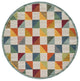 8" Round Orange Gray Triangle Indoor Outdoor Area Rug
