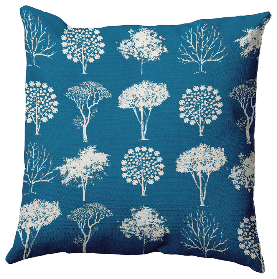 26" x 26" Field of Trees Decorative Throw Pillow, Autumn Blue