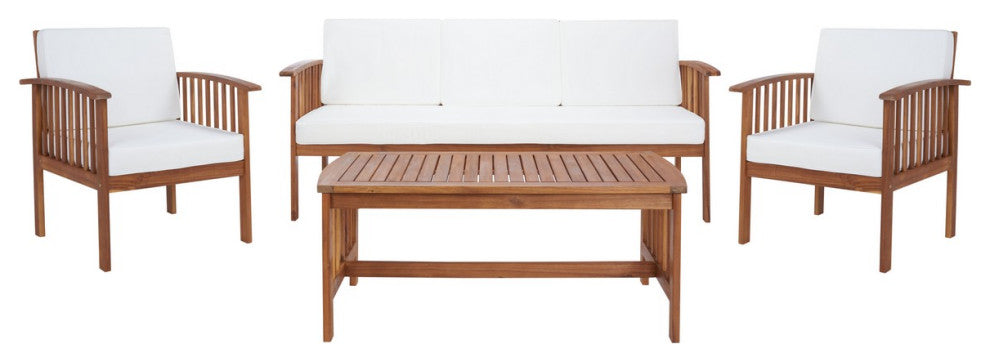 Safavieh Finnick 4Pc Outdoor Living Set, Natural / Beige