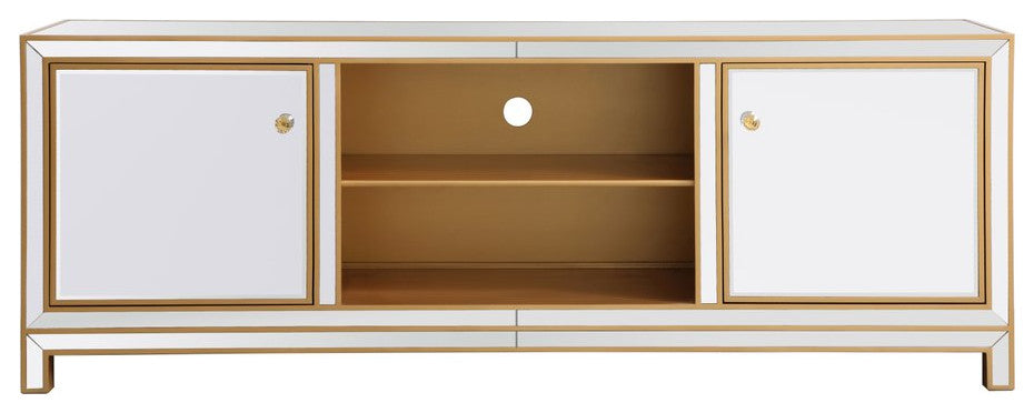 Elegant MF70172G Reflexion 72" Mirrored Tv Stand, Gold
