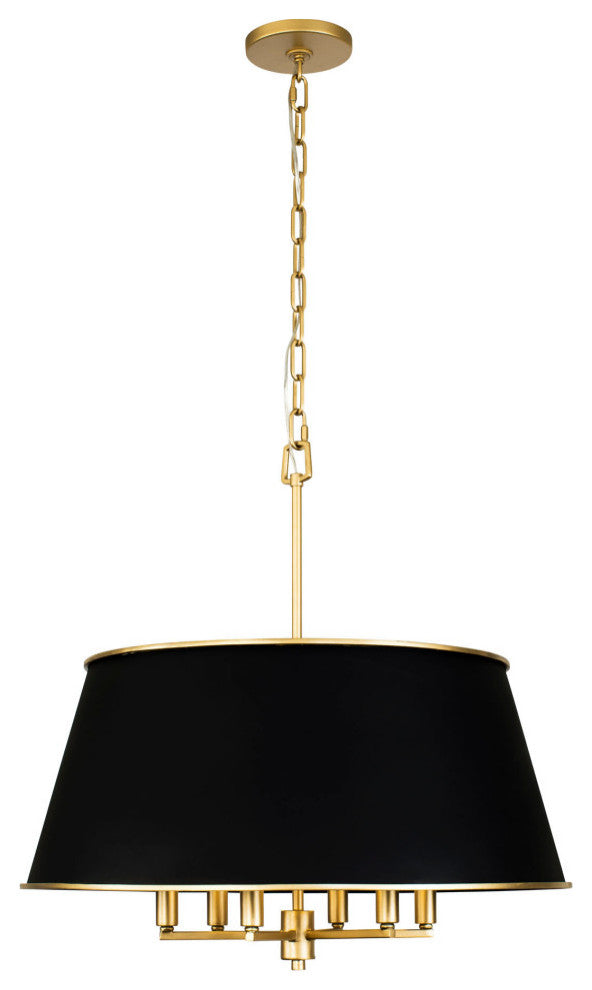 Coco 6-Lt  Pendant - Matte Black/French Gold