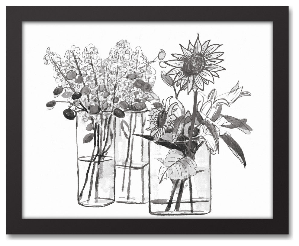 Watercolor Ink Sketch 11x14 Black Framed Canvas