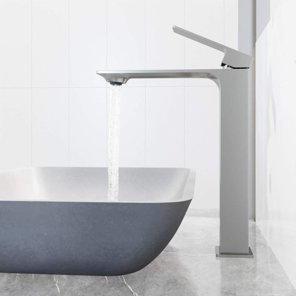 VIGO Dunn 11" H Single Handle Single Hole Bathroom Vessel Faucet, Brushed Nickel