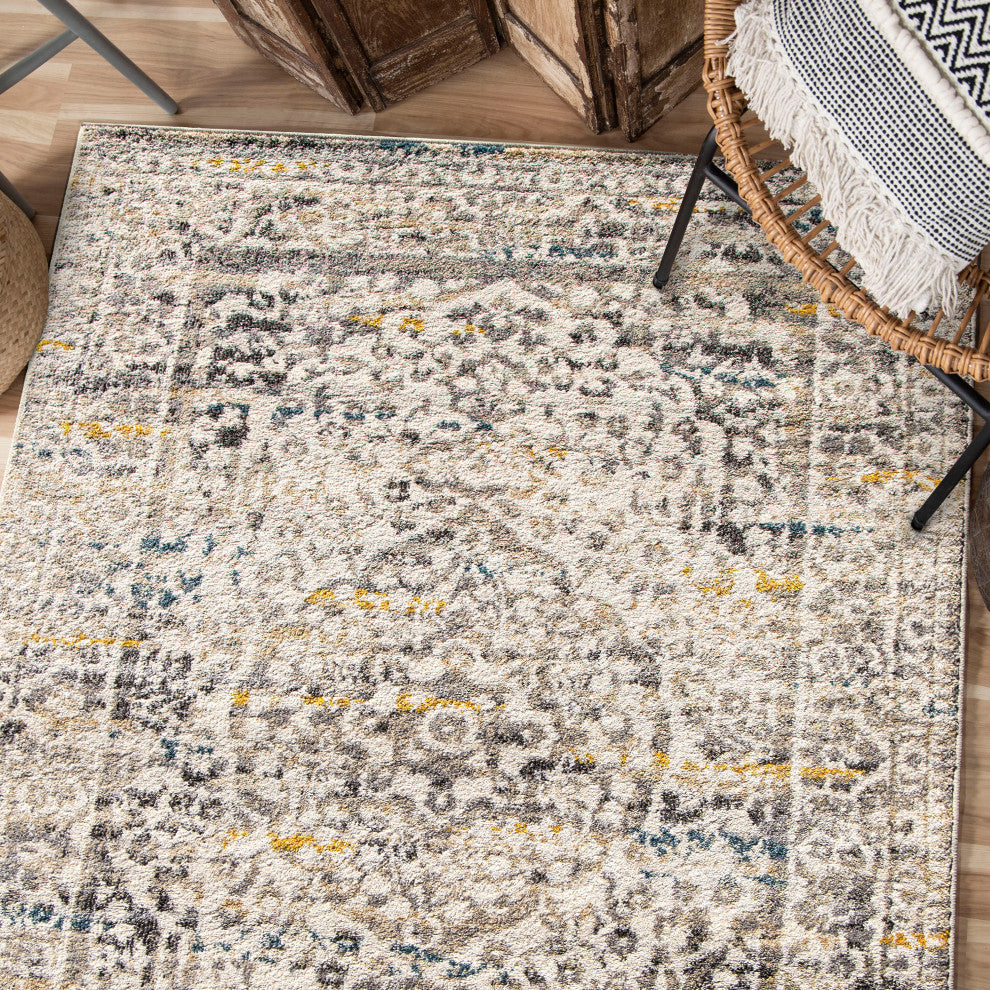 Orian Gemstone Persian Palace Cream Grey Area Rug 7'10" x 10'10"