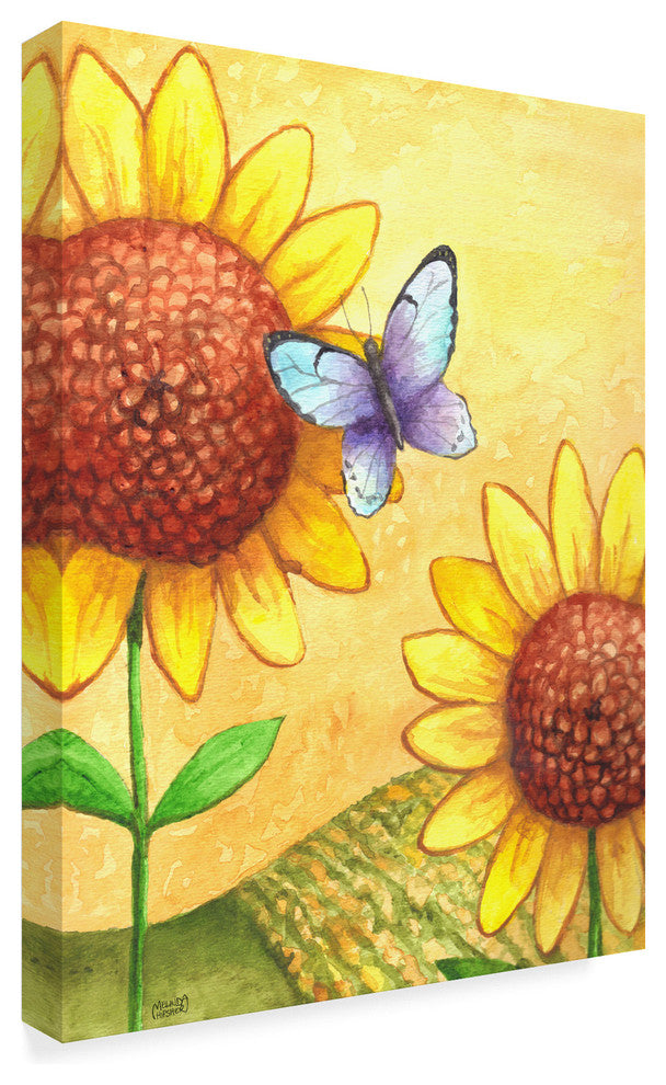 Melinda Hipsher ''Sunflower And Butterfly'' Canvas Art, 47"x35"