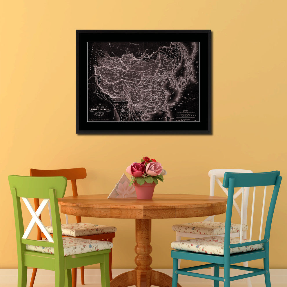 China Japan Korea Vintage Vivid Sepia Map Canvas, 16"x21"