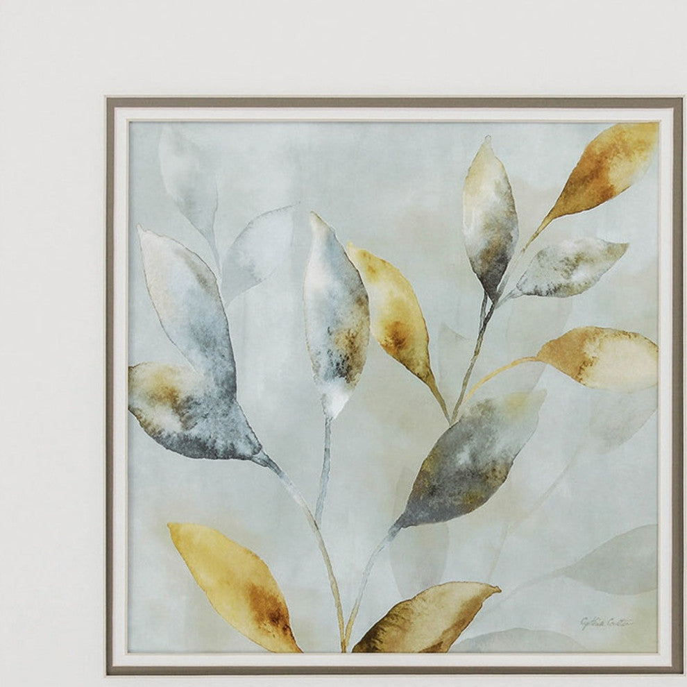 20" X 20" Champagne Gold Color Frame  Majestic Leaves (Set Of 3)