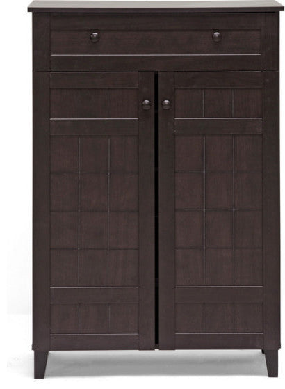 Baxton Studio Glidden Dark Brown Wood Modern Shoe Cabinet (Tall)