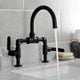KS2170KL Industrial Style Bridge Bathroom Faucet With Pop-Up Drain, Matte Black