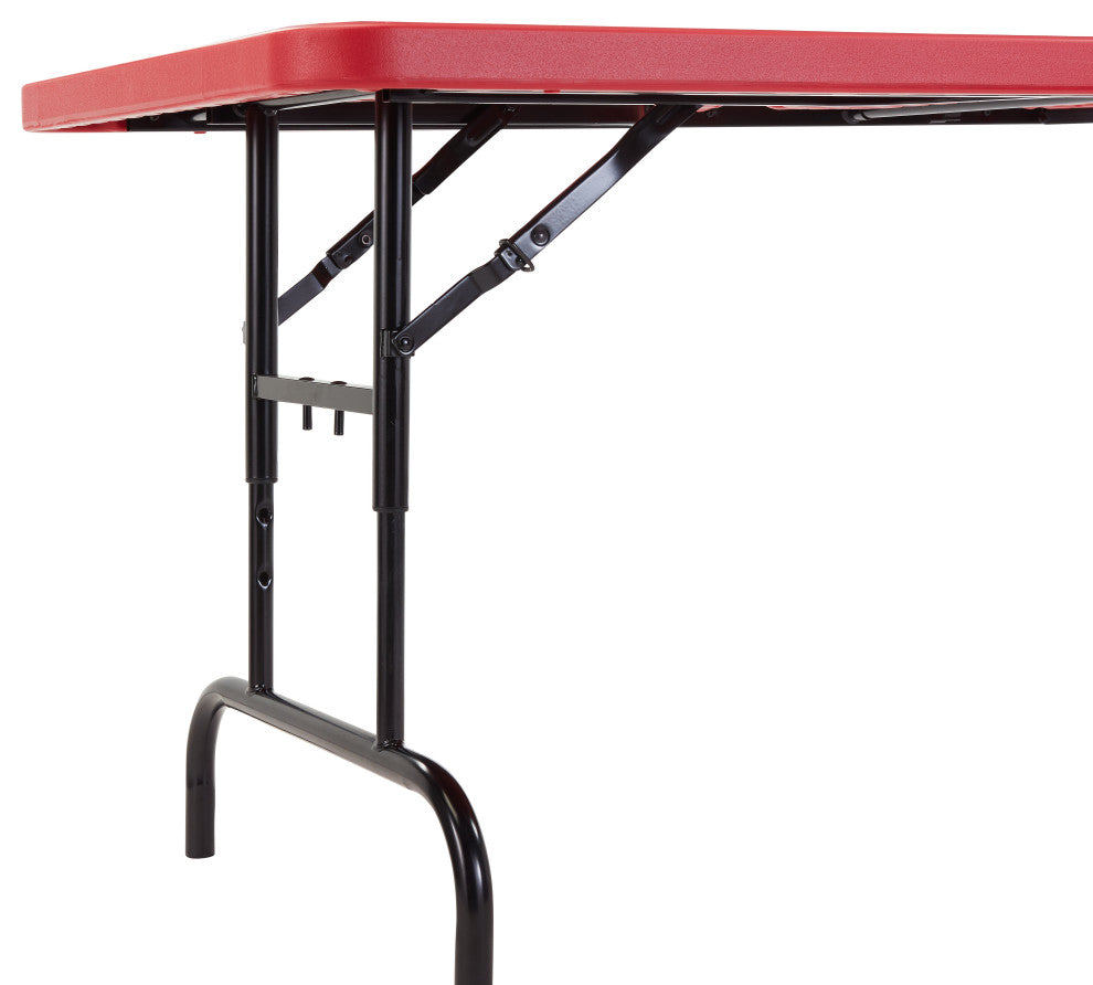 NPS BTA Series 30x72" Height Adjust Plastic Heavy Duty Folding Table in Red