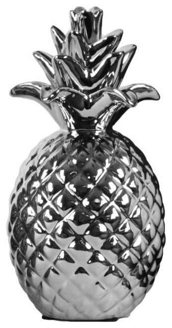 Ceramic Pineapple Figurine with Pimpled Accents, Silver