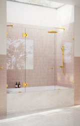 58.25"x71" Frameless 3 Panel Inline Bathtub Shower Door, Satin Brass
