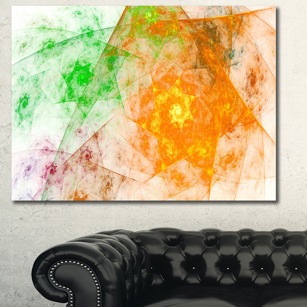 Green Yellow Rotating Polyhedron, Oversized Abstract Canvas Art Print, 60x40