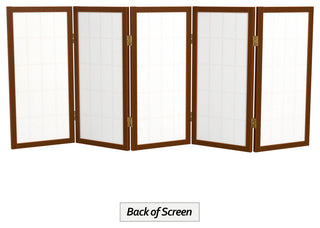 2' Tall Desktop Window Pane Shoji Screen, Walnut, 5 Panels