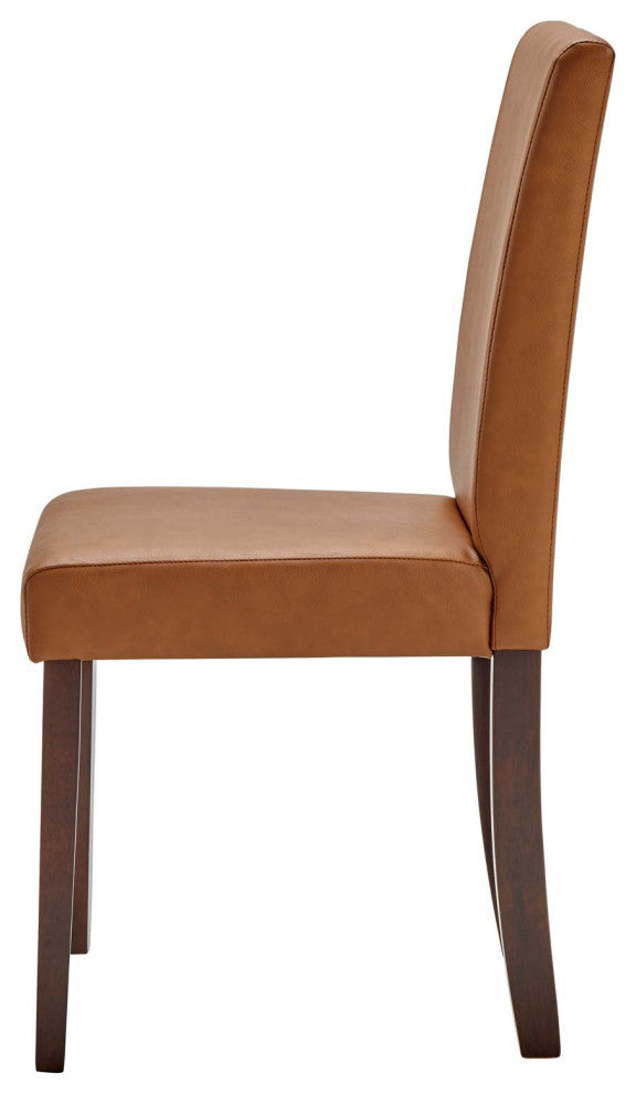 Dining Chair, Set of 2, Tan, Faux Vinyl Leather, Modern, Bistro Hospitality
