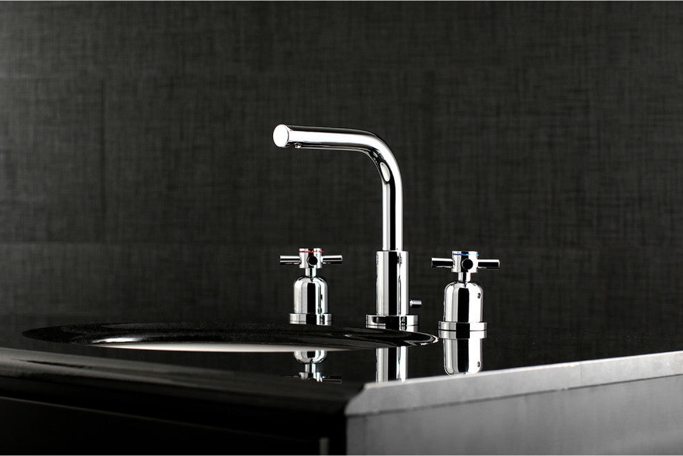 Fauceture Widespread Bathroom Faucet With Brass Pop-Up, Polished Chrome