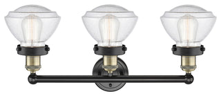 Olean 3-Light 25" Bath Vanity Light, Black Antique Brass Finish, Mercury Shade