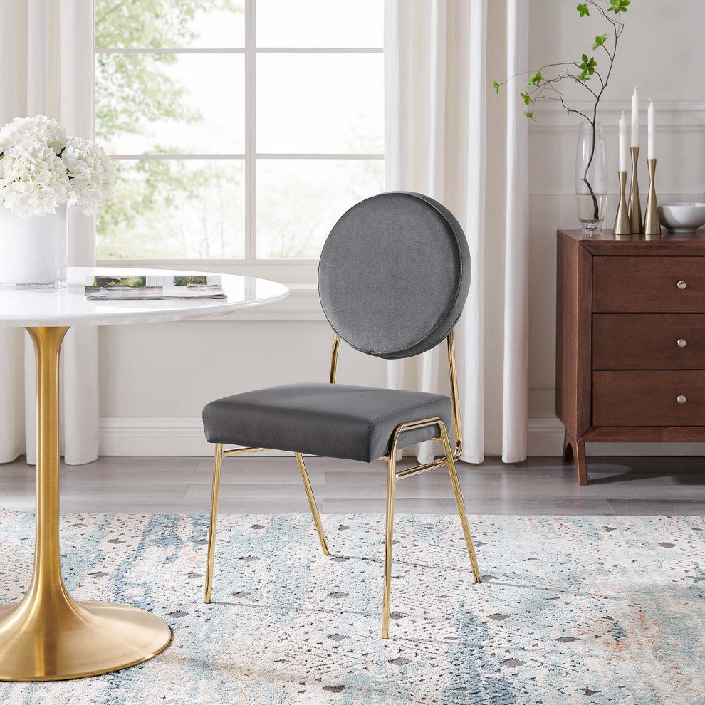 Craft Performance Velvet Dining Side Chair, Gold Gray