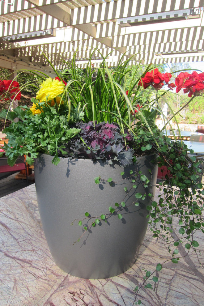 Napa Round Cylinder Planter, Gray, 22"x21.5"