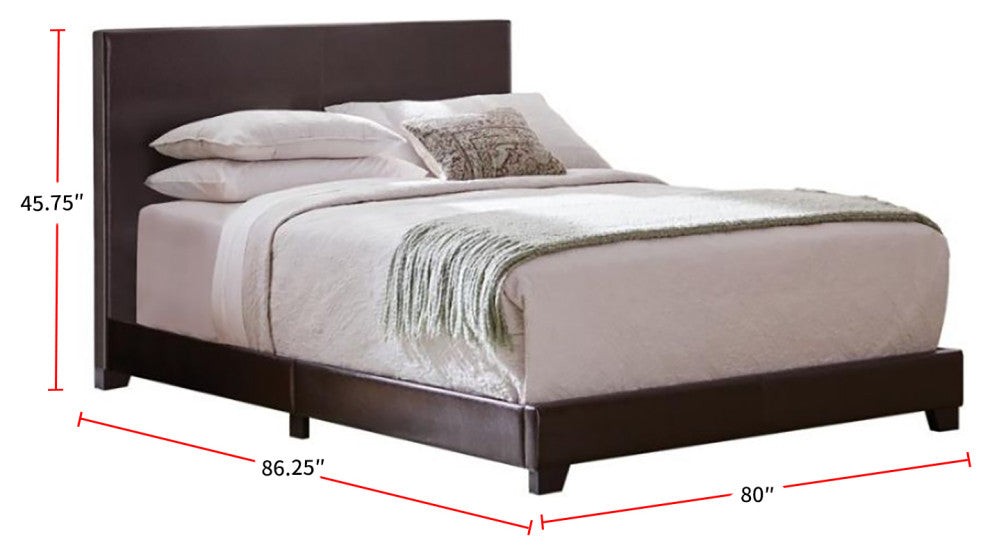 Leatherette Upholstered Bed, Eastern King Size, Brown
