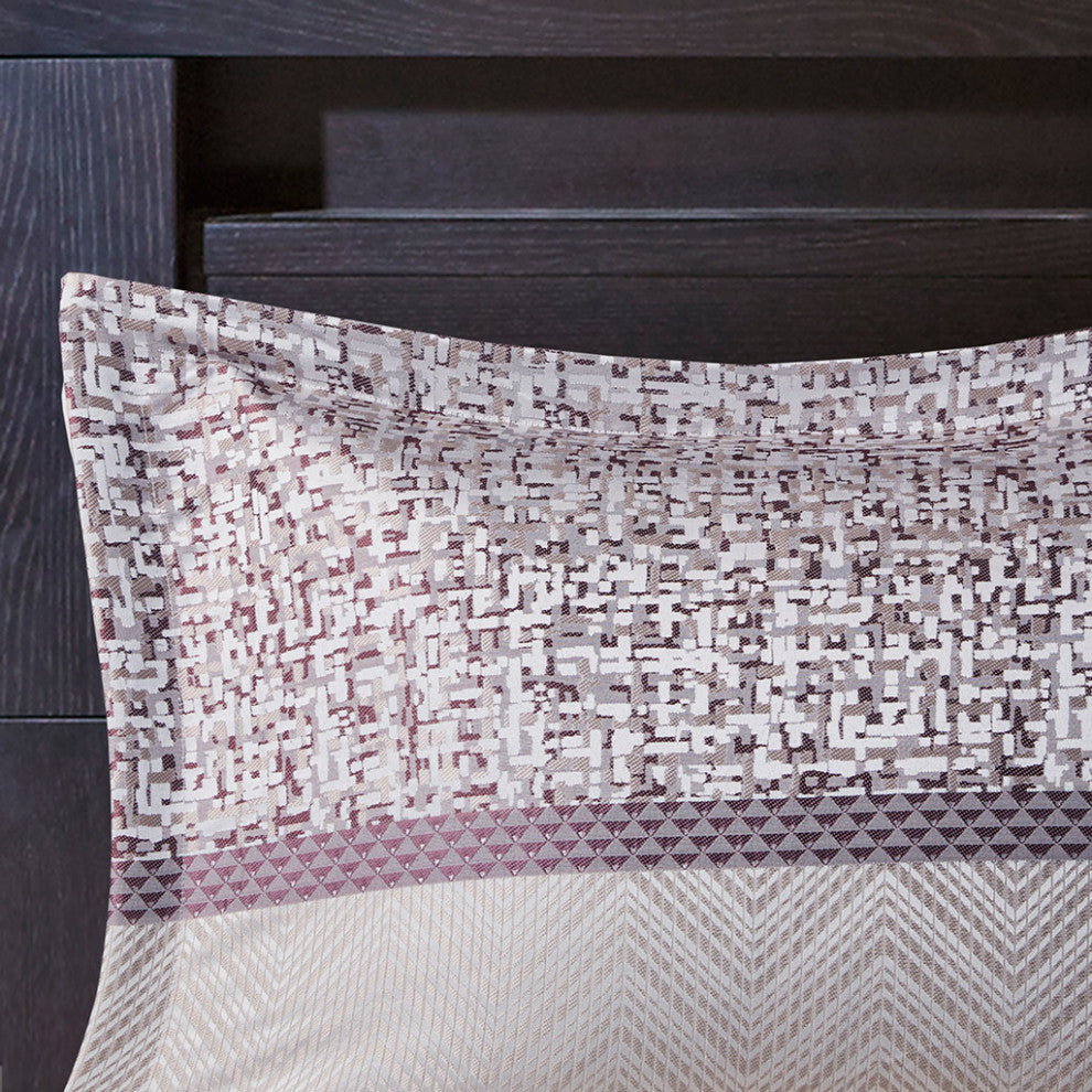 Madison Park Rhapsody Jacquard Stripe Mosaic 7-Piece Comforter Set, Purple
