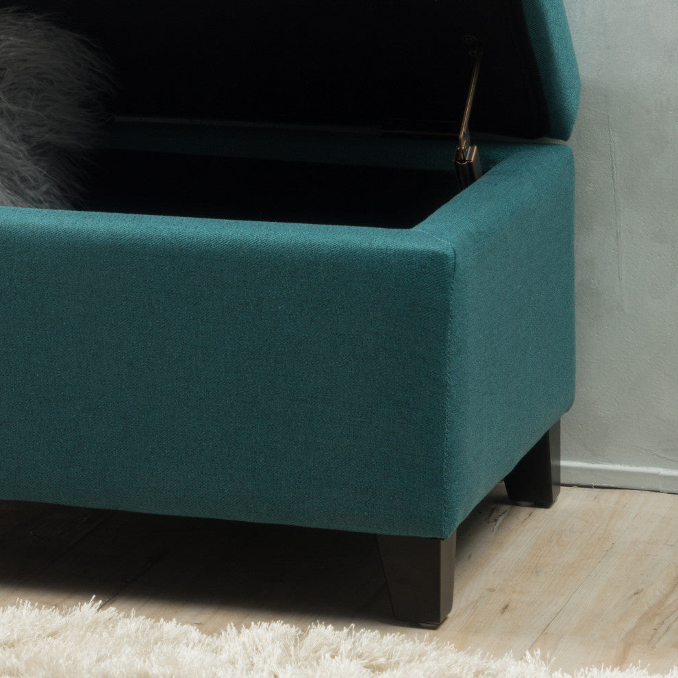 GDF Studio Breanna Contemporary Storage Ottoman, Dark Teal Fabric