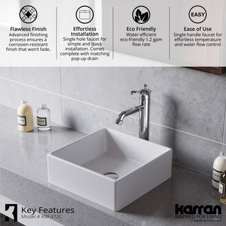 Karran 1-Handle 1-Hole Vessel Faucet With Pop-up Drain, Chrome