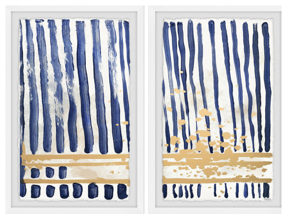 Blue Verticals Diptych, 32"x24"