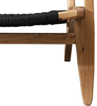 Accent Chair With Rope Woven Seat and Wooden Frame, Brown and Black