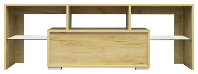 Oak Stand with LED RGB Lights Flat Screen Particle Board TV Cabine