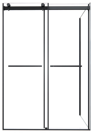 Frameless Exposed Roller Shower Enclosure, Matte Black, 52" W X 76" H