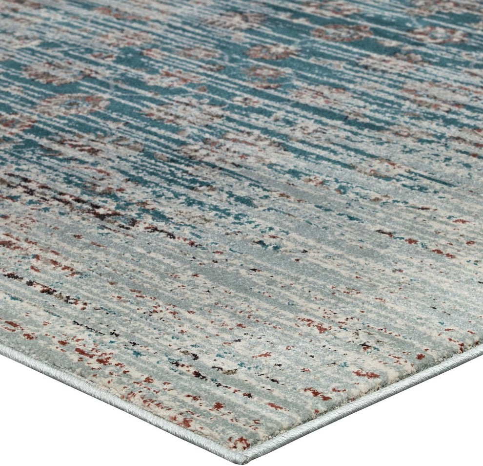 Hesper Distressed Contemporary Floral Lattice 5x8 Area Rug