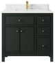 Sonoma 36 Center Sink Reeded Bath Vanity in Dark Forest Green 1.5" Empira Quartz