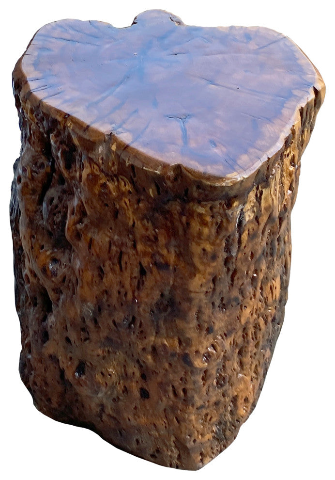 Raw Wood Rough Grain Finish Irregular Shape Short Stool Table Hcs7539