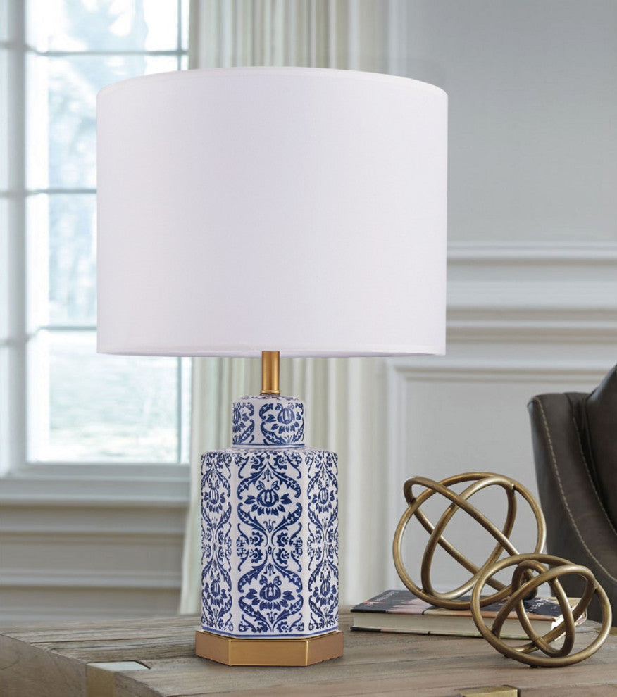 Pasargad Home Destro Collection Metal and Ceramic Table Lamp Lights