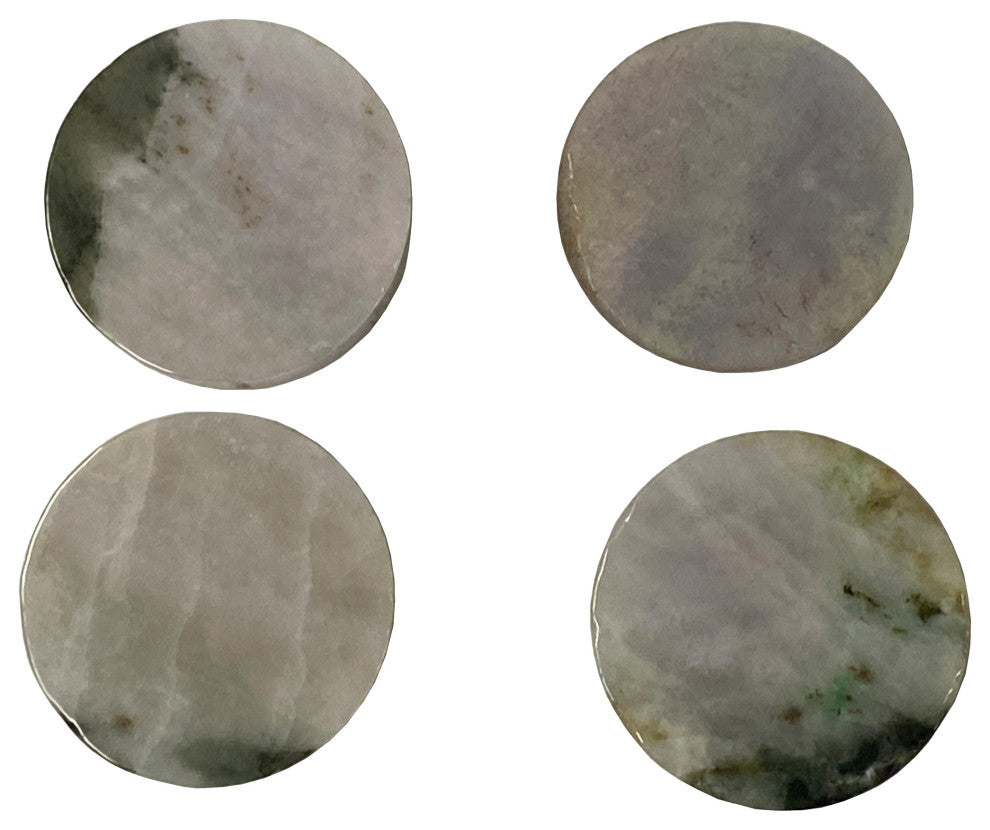 Set of 4 Stone Carved Round Shape Display Art Paperweight, Hws2222